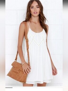 Lulu's White Lace-Detail Slip Dress *Petite Friendly*